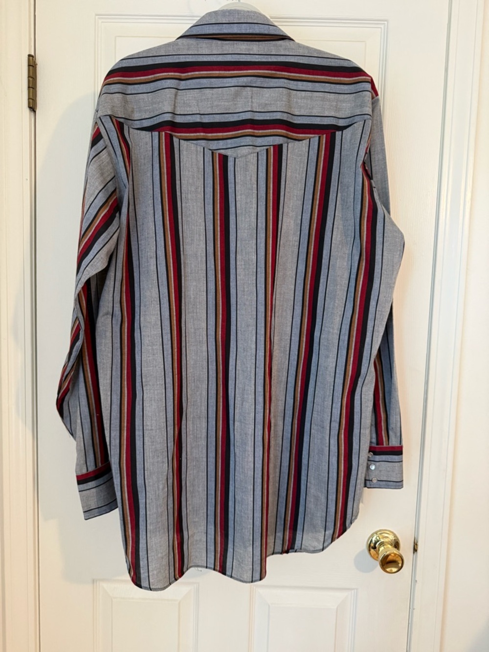 ELY Cattleman Western Shirt Men XL Tall Pearl Snap Striped Gray Red Vintage - Picture 8 of 14